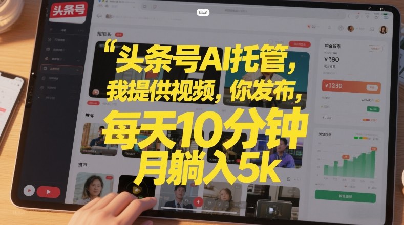 头条号AI托管，我提供视频，你发布，每天10分钟，月躺入5k+【揭秘】-冒泡网