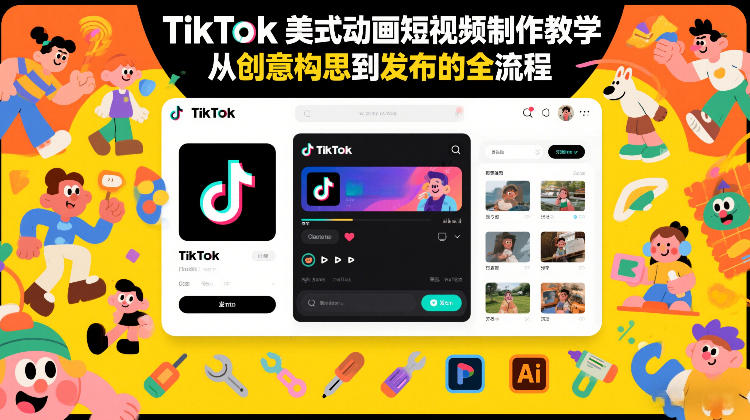 TikTok美式动画短视频制作教学，从创意构思到发布的全流程-冒泡网