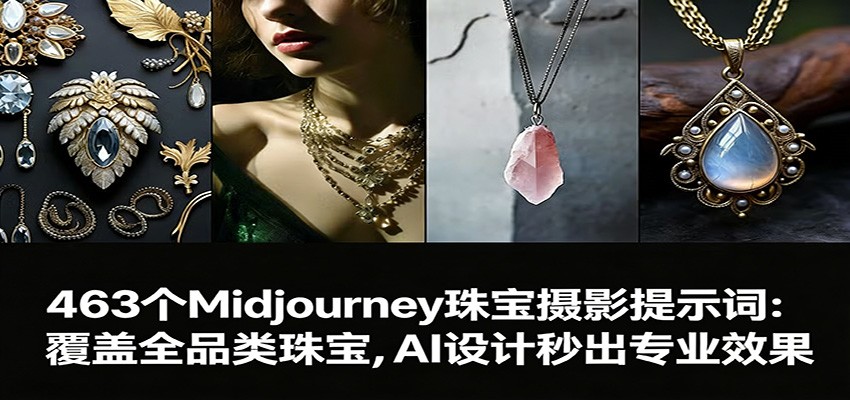 463个Midjourney珠宝摄影提示词：覆盖全品类珠宝，AI设计秒出专业效果-冒泡网