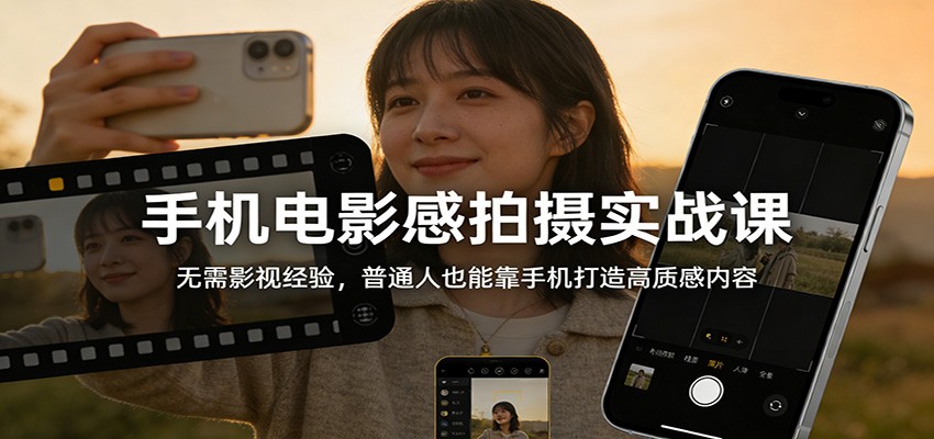 手机电影感拍摄实战课：无需影视经验，普通人也能靠手机打造高质感内容-冒泡网
