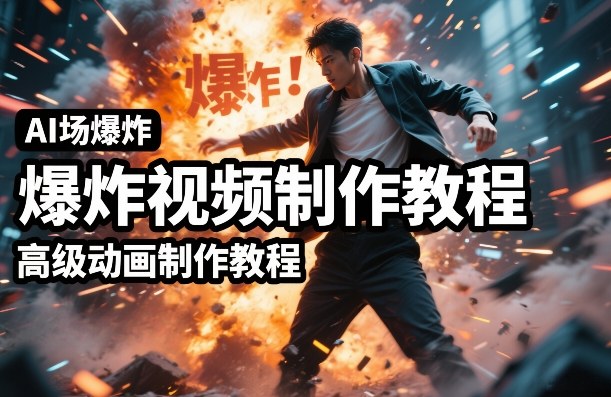 AI场景爆炸视频制作教程，利用人物实拍视频制作出高级的动画特效-冒泡网