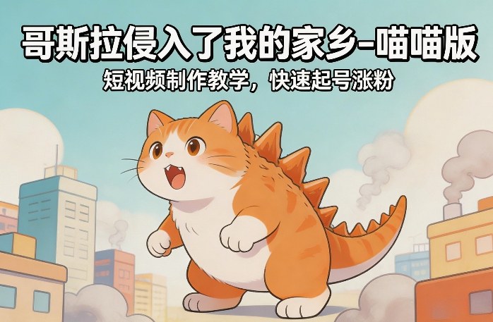 哥斯拉侵入了我的家乡–喵喵版短视频制作教学，快速起号涨粉-冒泡网