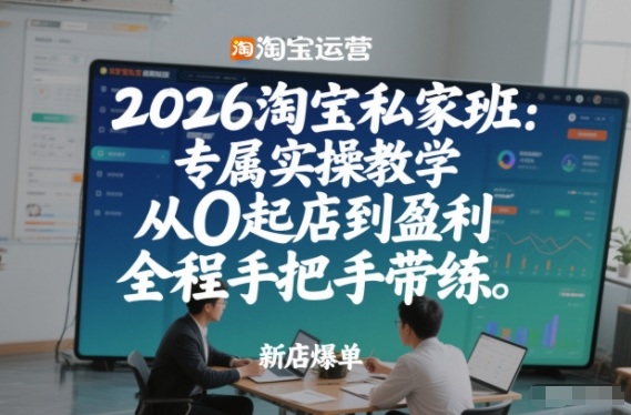 2026淘宝私家班：专属实操教学，从0起店到盈利，全程手把手带练(更新)-冒泡网