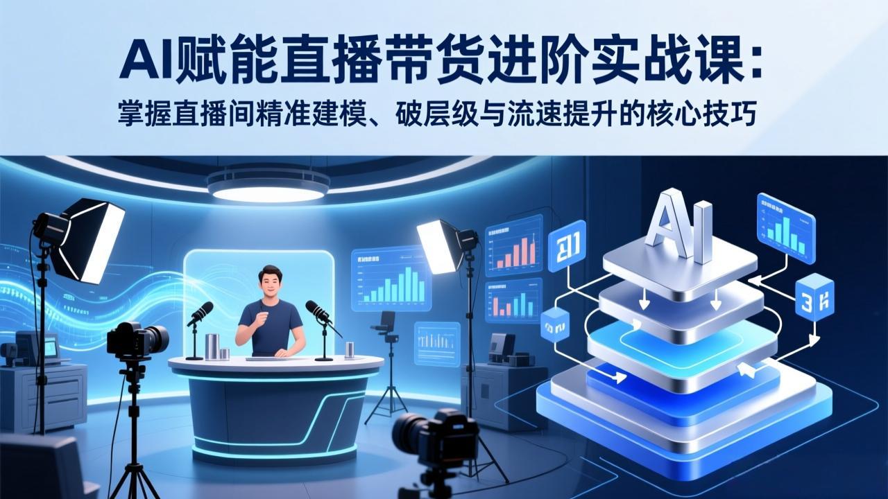 AI赋能直播带货进阶实战课：掌握直播间精准建模、破层级与流速提升的核心技巧-冒泡网