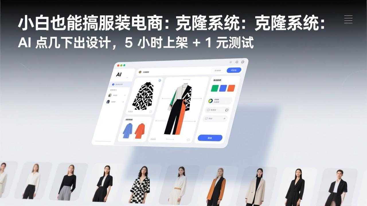 小白也能搞服装电商：克隆系统：AI 点几下出设计，5 小时上架 + 1 元测试-冒泡网
