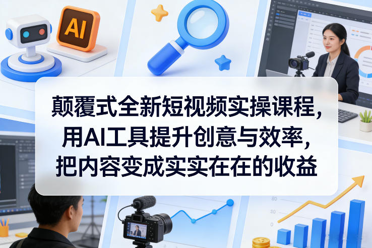 颠覆式全新短视频实操课程，用AI工具提升创意与效率，把内容变成实实在在的收益-冒泡网