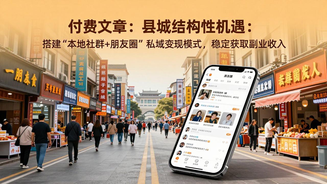 付费文章：县城结构性机遇：搭建“本地社群+朋友圈”私域变现模式，稳定获取副业收入-冒泡网
