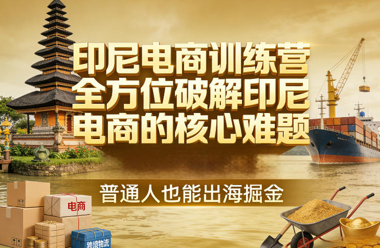 印尼电商训练营，全方位破解印尼电商的核心难题，普通人也能出海掘金-冒泡网