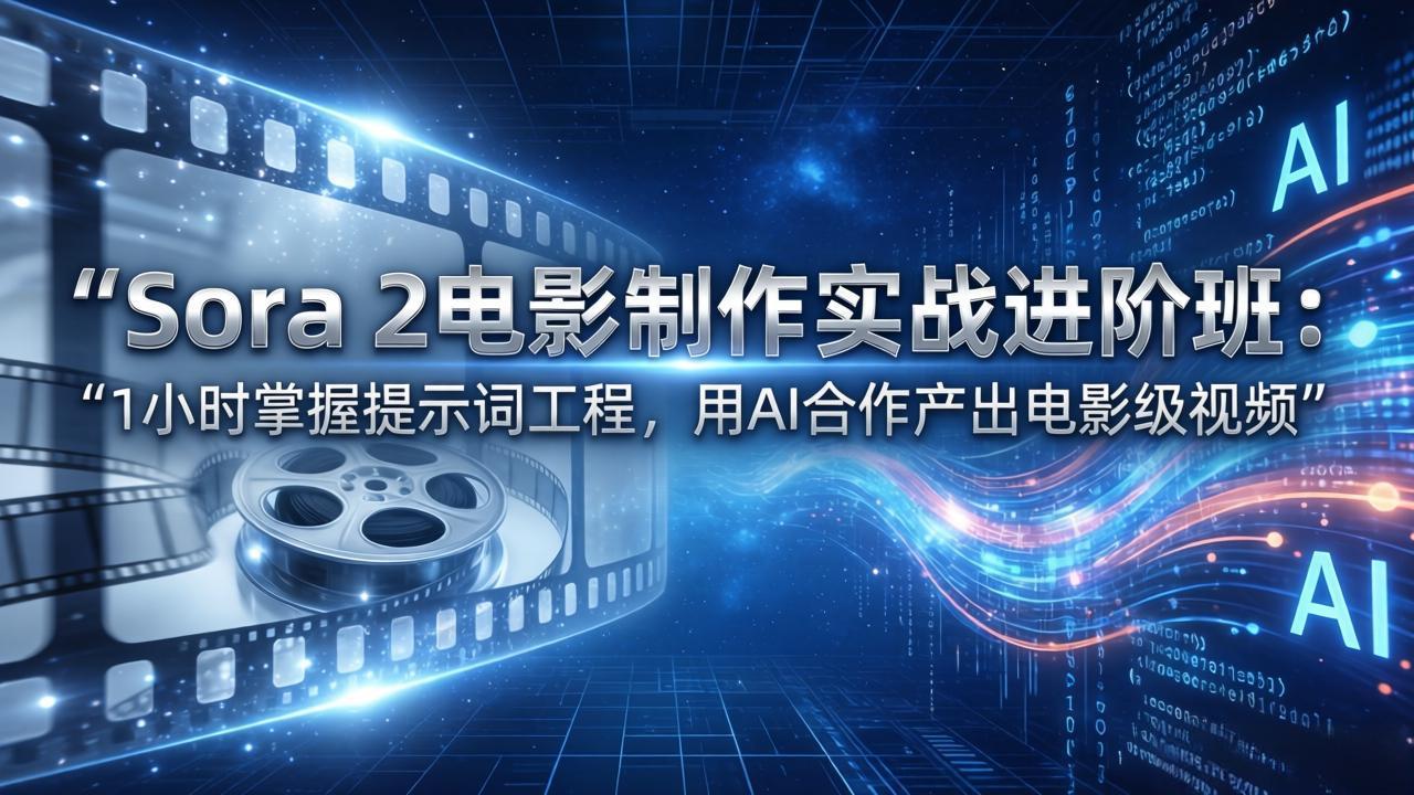 Sora 2电影制作实战进阶班：1小时掌握提示词工程，用AI合作产出电影级视频-冒泡网
