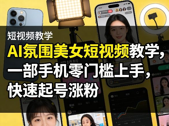 AI氛围美女短视频教学，一部手机零门槛上手，快速起号涨粉-冒泡网