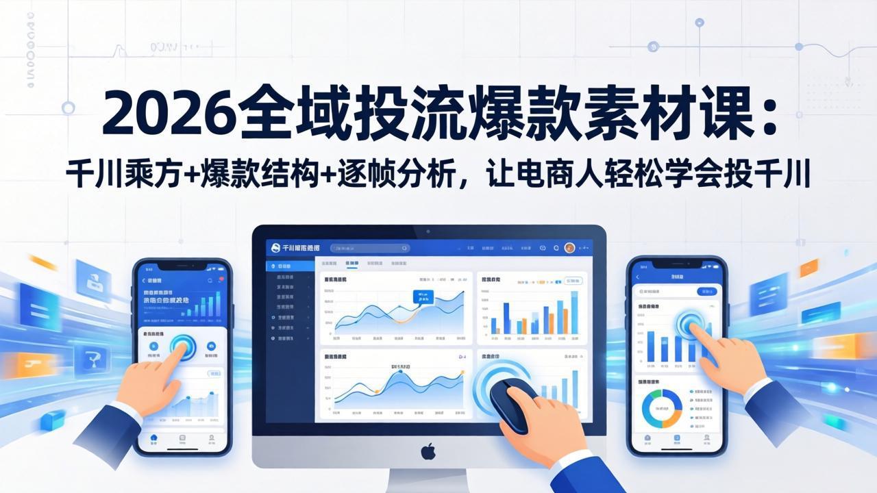 2026全域投流爆款素材课：千川乘方+爆款结构+逐帧分析，让电商人轻松学会投千川-冒泡网