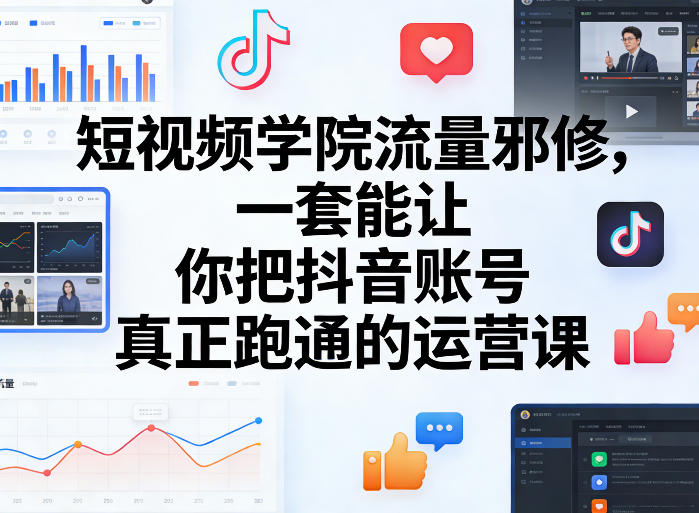 短视频学院流量邪修，一套能让你把抖音账号真正跑通的运营课-冒泡网