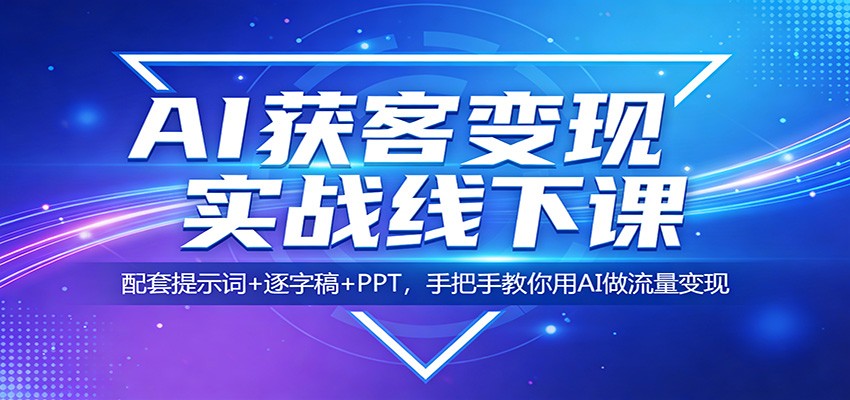 AI获客变现实战线下课：配套提示词+逐字稿+PPT，手把手教你用AI做流量变现-冒泡网