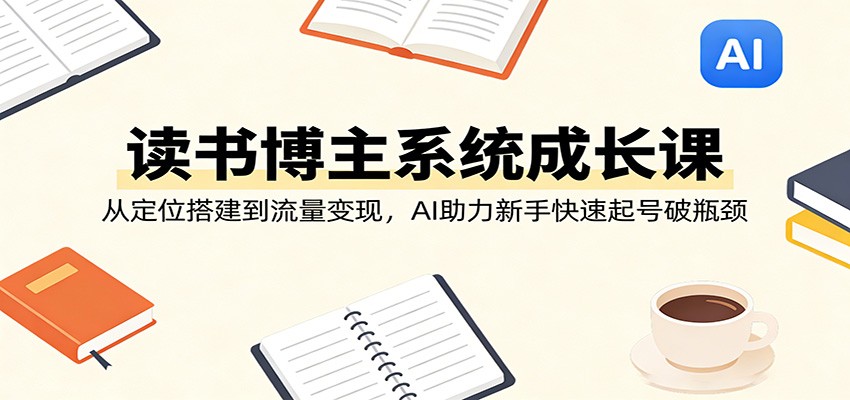 读书博主系统成长课：从定位搭建到流量变现，AI助力新手快速起号破瓶颈-冒泡网