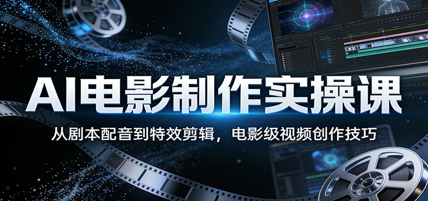 AI电影制作实操课：从剧本配音到特效剪辑，电影级视频创作技巧-冒泡网