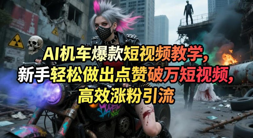 AI机车爆款短视频教学，新手轻松做出点赞破万短视频，高效涨粉引流-冒泡网