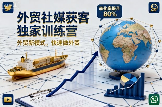 外贸社媒获客独家训练营，外贸新模式，快速做外贸(更新26年3月)-冒泡网
