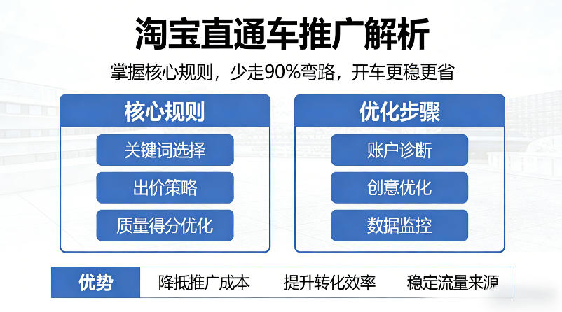 淘宝直通车推广解析，掌握核心规则，少走90%弯路，开车更稳更省-冒泡网