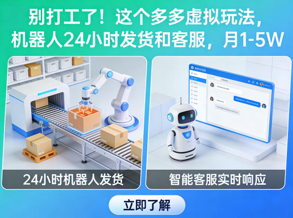 别打工了！这个多多虚拟玩法，机器人24小时发货和客服，月1-5W【揭秘】-冒泡网
