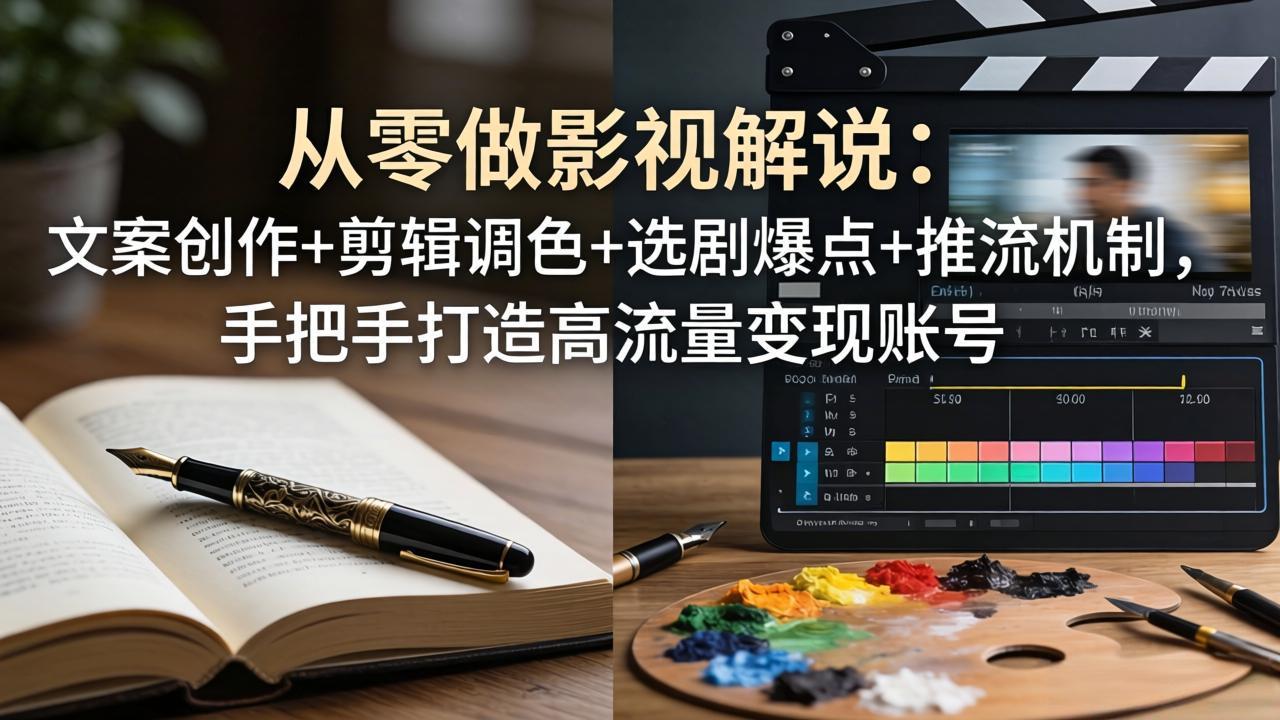 从零做影视解说：文案创作+剪辑调色+选剧爆点+推流机制，手把手打造高流量变现账号-冒泡网