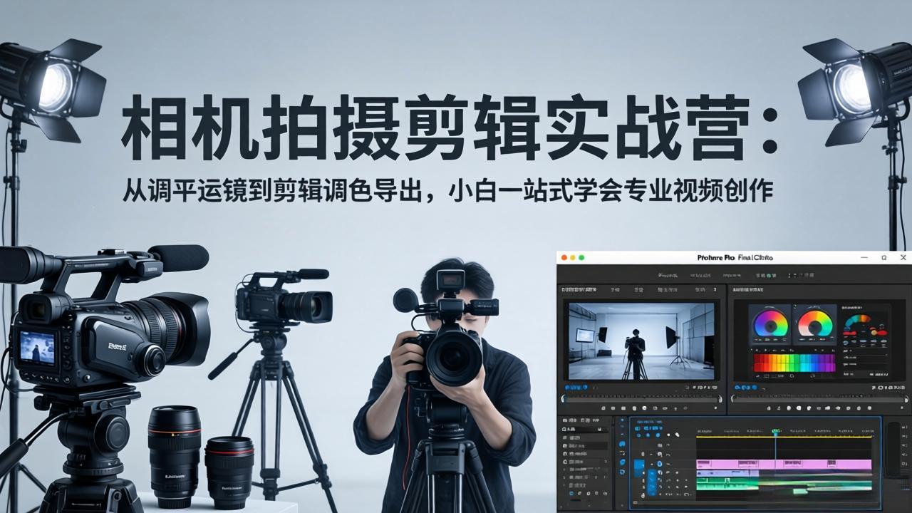 相机拍摄剪辑实战营：从调平运镜到剪辑调色导出，小白一站式学会专业视频创作-冒泡网