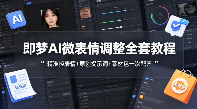 即梦AI微表情调整全套教程，精准控表情+原创提示词+素材包一次配齐-冒泡网