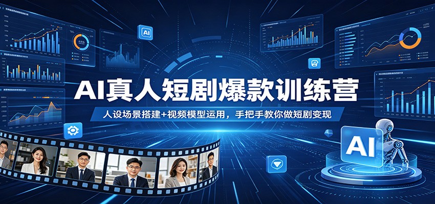 AI真人短剧爆款训练营：人设场景搭建+视频模型运用，手把手教你做短剧变现-冒泡网