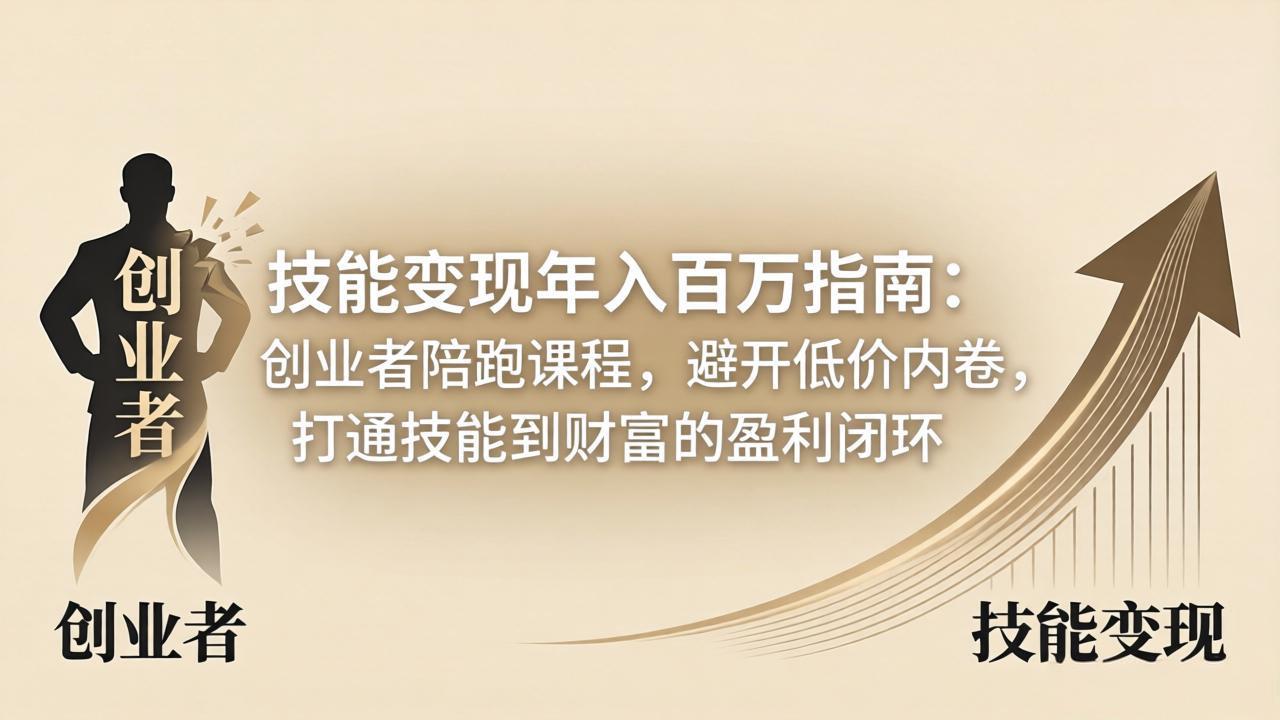 技能变现年入百万指南：创业者陪跑课程，避开低价内卷，打通技能到财富的盈利闭环-冒泡网