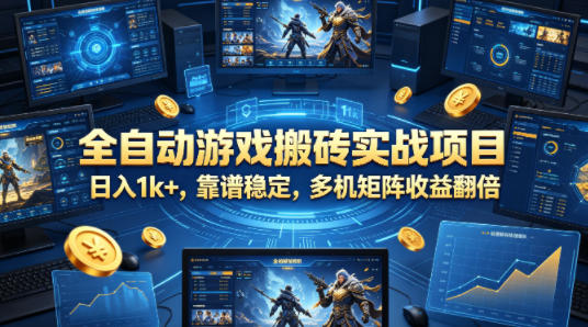 全自动游戏搬砖实战项目，日入1k+，靠谱稳定，多机矩阵收益翻倍【揭秘】-冒泡网