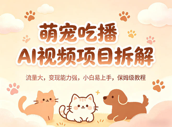 萌宠吃播AI视频项目拆解，流量大，变现能力强，小白易上手，保姆级教程-冒泡网