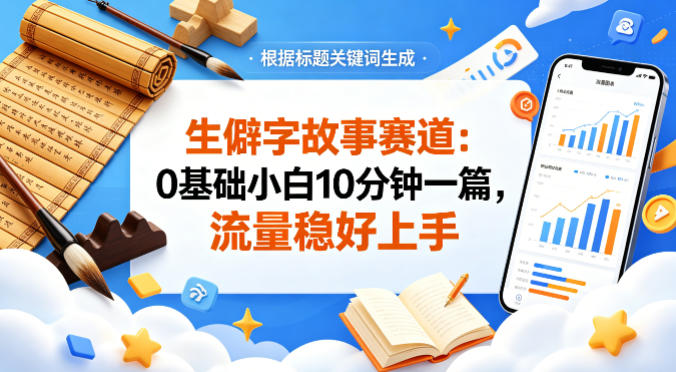 公众号流量主——生僻字故事赛道，流量稳，好上手，0基础小白也能10分钟一篇-冒泡网