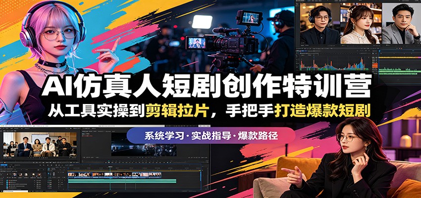AI仿真人短剧创作特训营：从工具实操到剪辑拉片，手把手打造爆款短剧-冒泡网