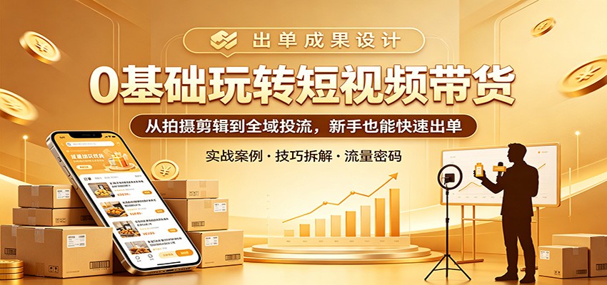 0基础玩转短视频带货：从拍摄剪辑到全域投流，新手也能快速出单-冒泡网