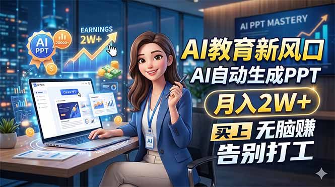 AI教育新风口，AI自动生成PPT，月入2W+，无脑赚，告别打工-冒泡网