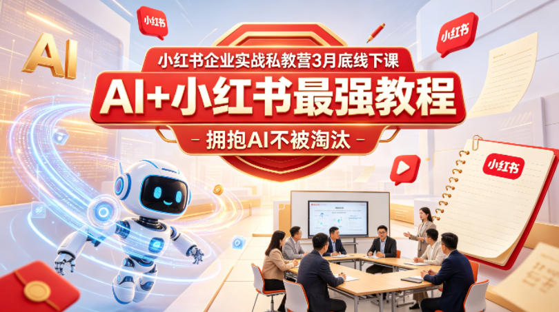小红书企业实战私教营3月底线下课，AI+小红书最强教程，拥抱AI不被淘汰-冒泡网