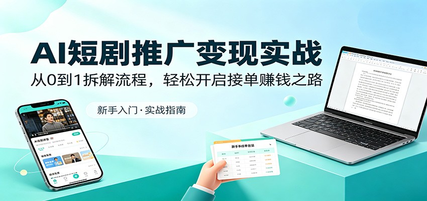 AI短剧推广变现实战：从0到1拆解流程，轻松开启接单赚钱之路-冒泡网