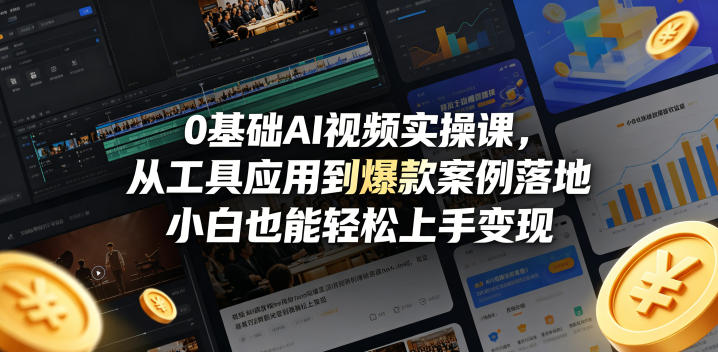 0基础AI视频实操课，从工具应用到爆款案例落地，小白也能轻松上手变现-冒泡网