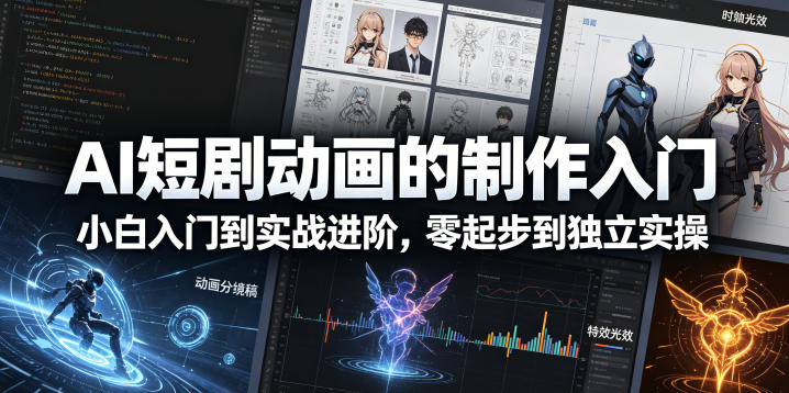 AI短剧动画的制作入门，小白入门到实战进阶，零起步到独立实操-冒泡网