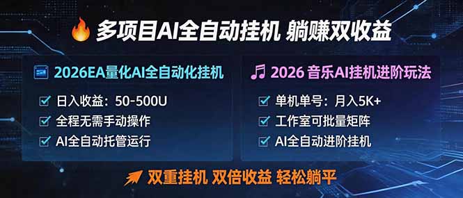 多项目AI自动挂机玩法：双重挂机，双倍收益，轻松躺平-冒泡网