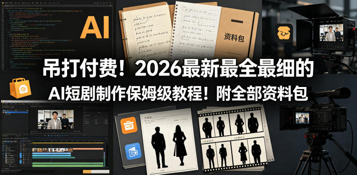 吊打付费！2026最新最全最细的AI短剧制作保姆级教程！附全部资料包-冒泡网