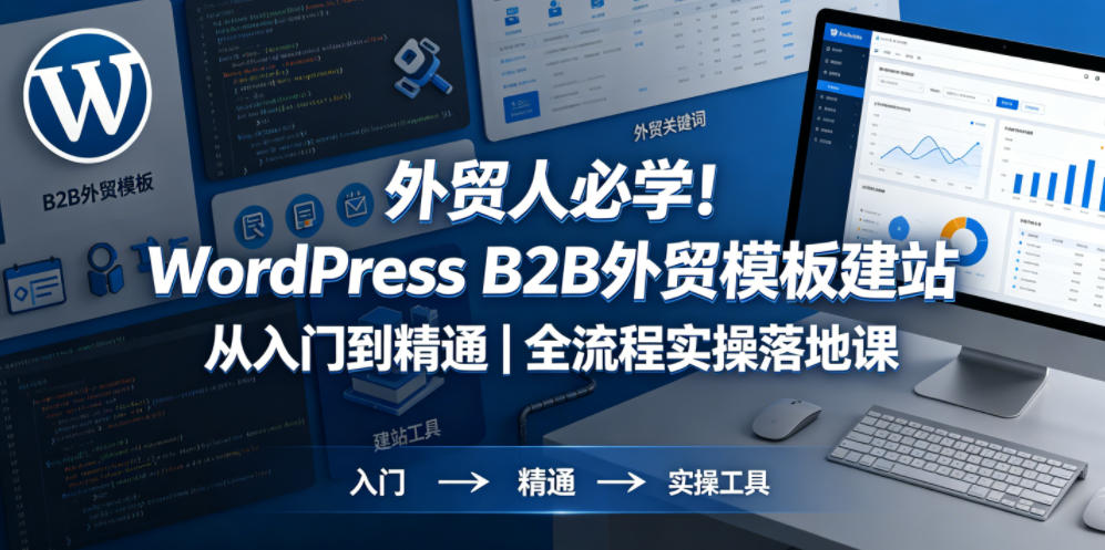 外贸人必学！WordPress B2B外贸模板建站从入门到精通｜全流程实操落地课-冒泡网