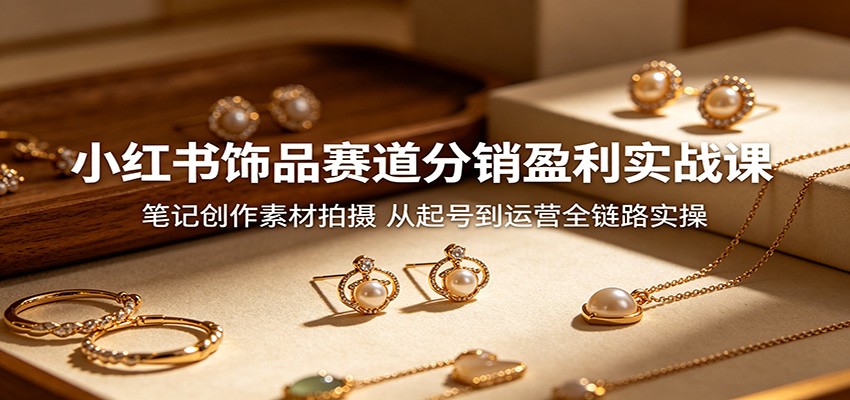小红书饰品赛道分销盈利实战课：笔记创作素材拍摄，从起号到运营全链路实操-冒泡网