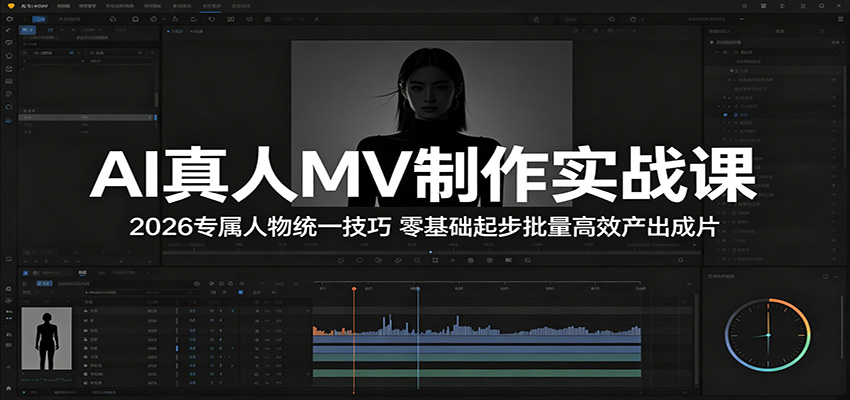 AI真人MV制作实战课：2026专属人物统一技巧，零基础起步批量高效产出成片-冒泡网
