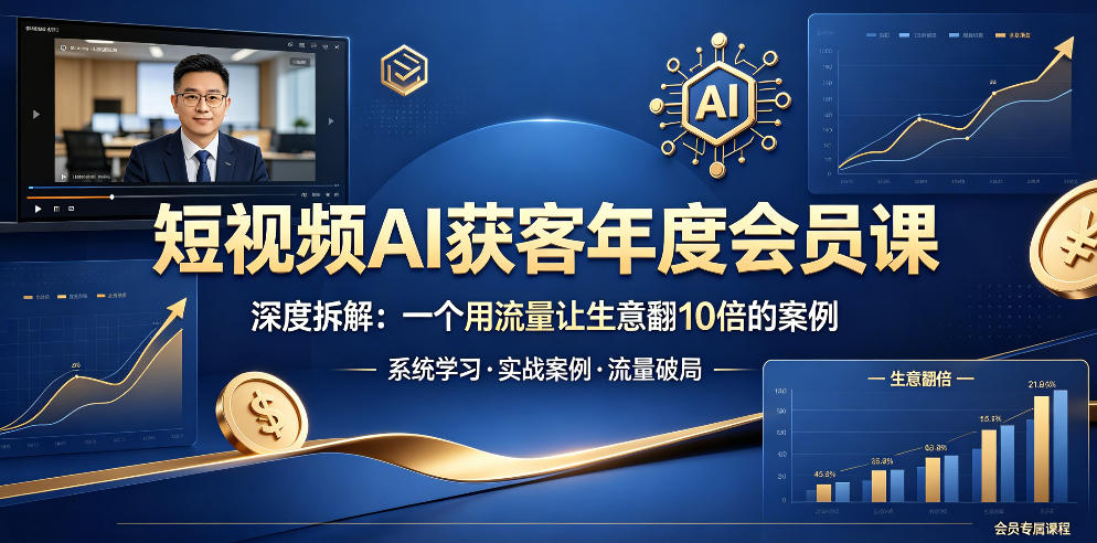 短视频AI获客年度会员课，深度拆解，一个用流量让生意翻10倍的案例-冒泡网