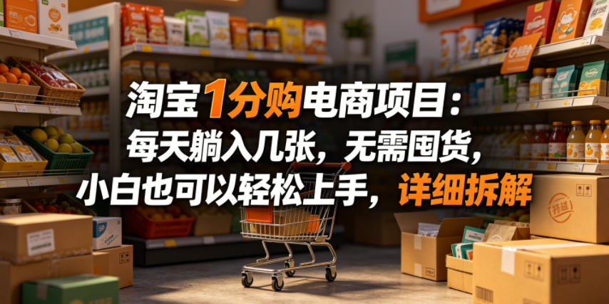 淘宝1分购电商项目：每天躺入几张，无需囤货，小白也可以轻松上手，详细拆解-冒泡网
