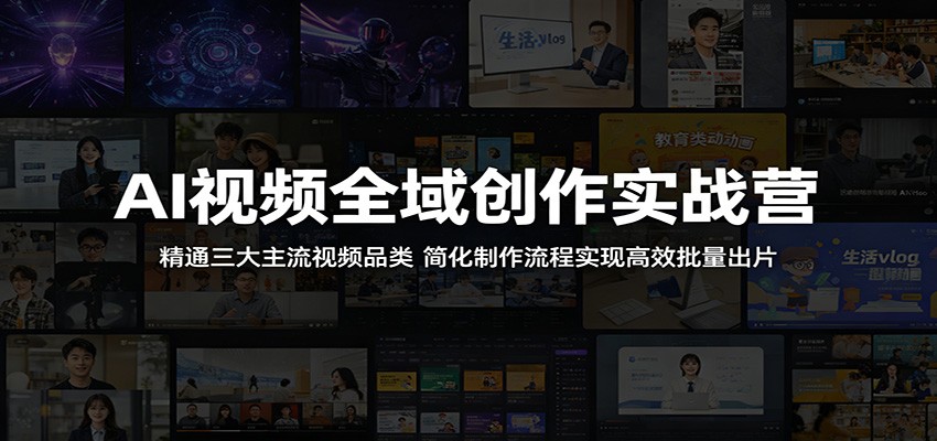 AI视频全域创作实战营：精通三大主流视频品类，简化制作流程实现高效批量出片-冒泡网