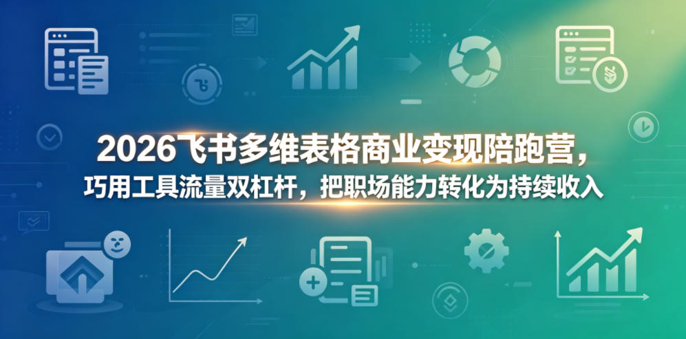 2026飞书多维表格商业变现陪跑营，巧用工具流量双杠杆，把职场能力转化为持续收入-冒泡网