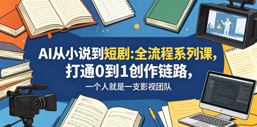 AI从小说到短剧全流程系列课，打通0到1创作链路，一个人就是一支影视团队-冒泡网