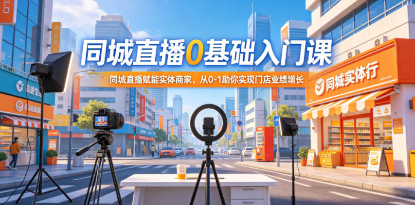 同城直播0基础入门课，同城直播赋能实体商家，从0-1助你实现门店业绩增长-冒泡网
