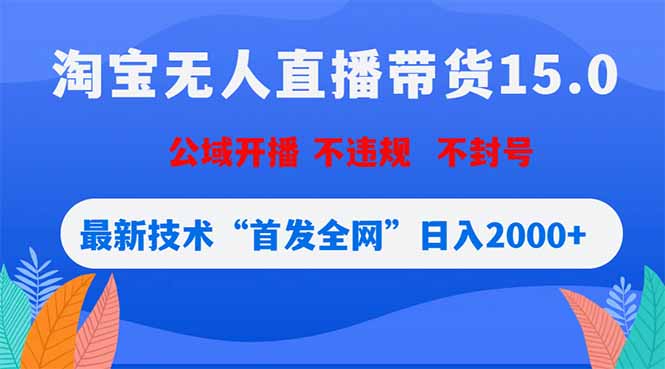 淘宝无人直播带货15.0，不封号，不违规，公域玩法，首发全网日入2000+-冒泡网